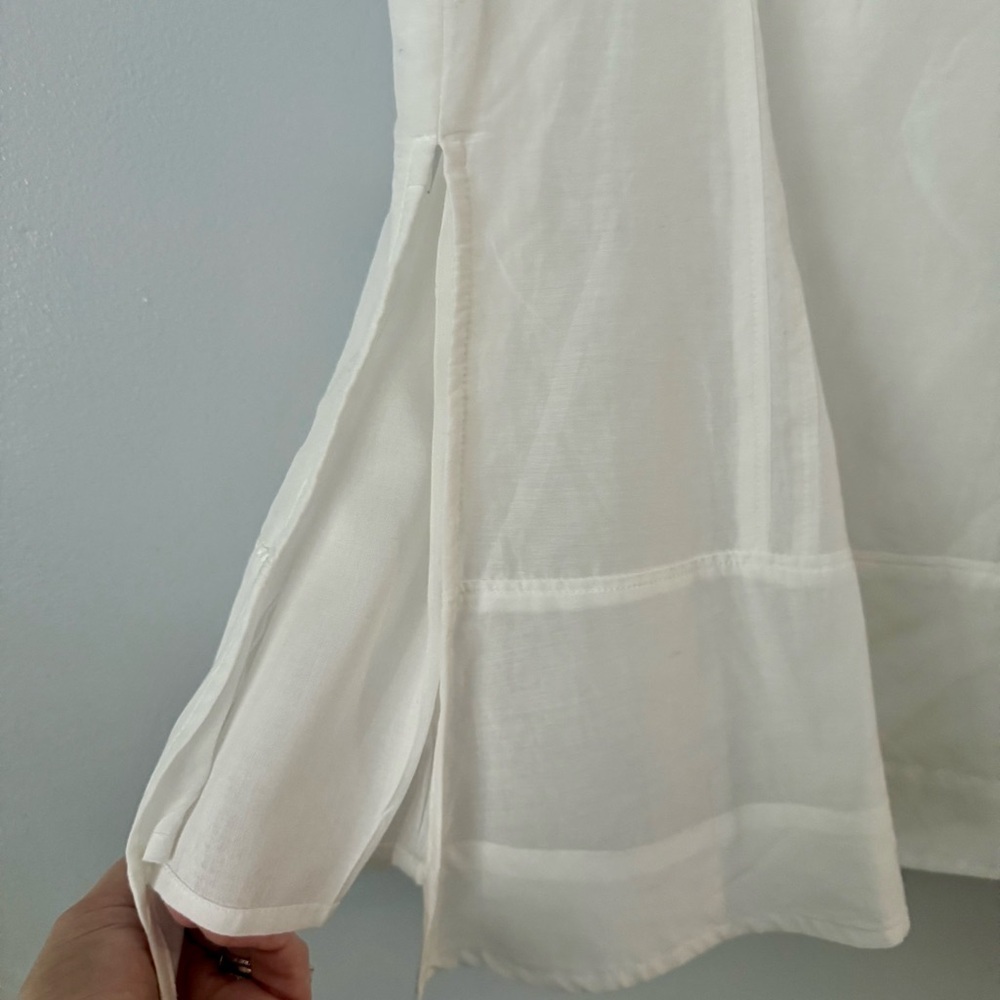 🌿🐛NWT Anthropologie White Sheer Seamed Fluted Silk/Cotton Blend Pencil Skirt - Picture 5 of 8